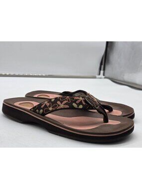 Rafters Sandals Womens Size 6 37 Brown Floral Thong Flip Flop Stains Shoes